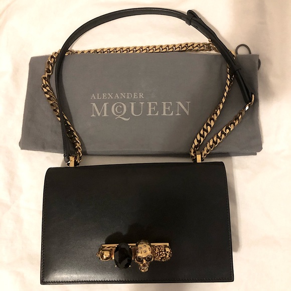 ❌SOLD!!!❌ Authentic Alexander McQueen black and gold jewelled satchel medium bag - Picture 3 of 8
